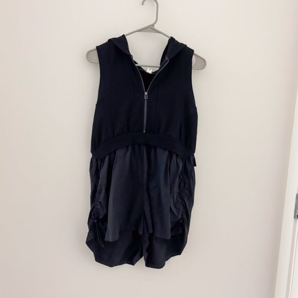 Anthropologie Daily Practice Black Direct Kick Romper Hooded Athletic NWT - Picture 1 of 8